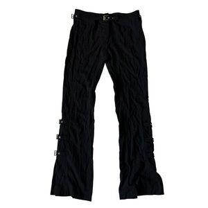 Vintage Escada Black Wool Pants Buckles 42 Medium